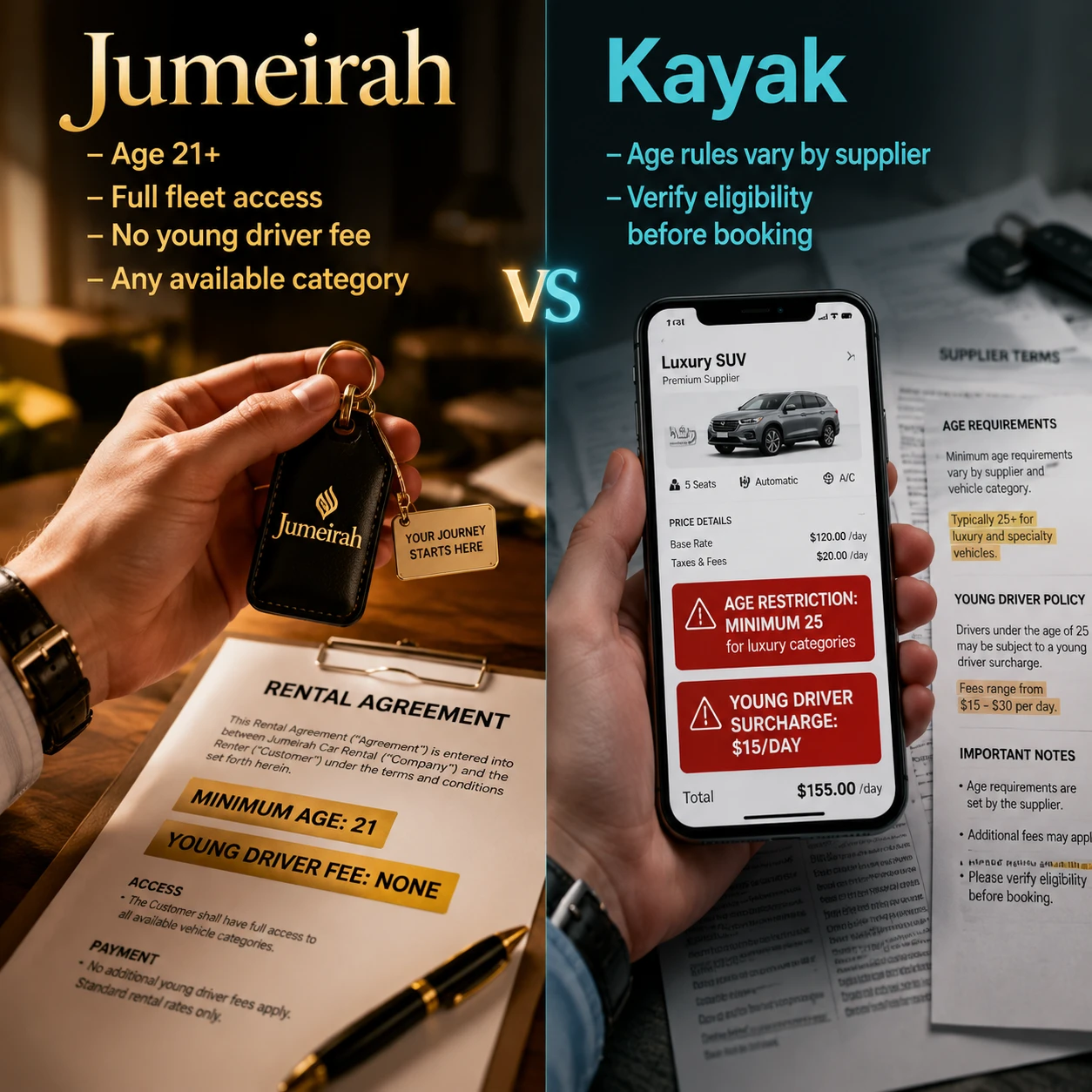 Jumeirah Car Rental vs Kayak