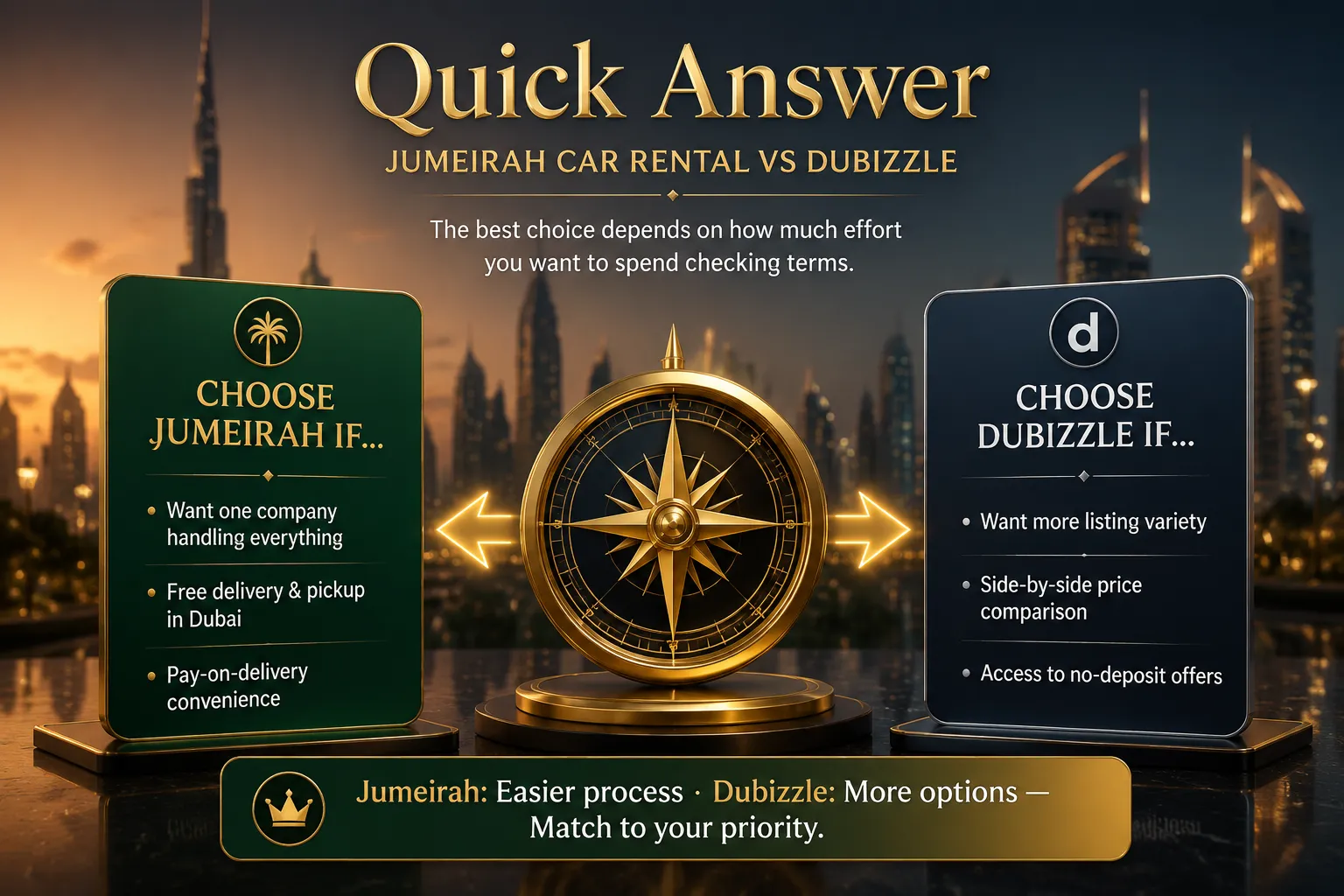 Jumeirah Car Rental vs Dubizzle