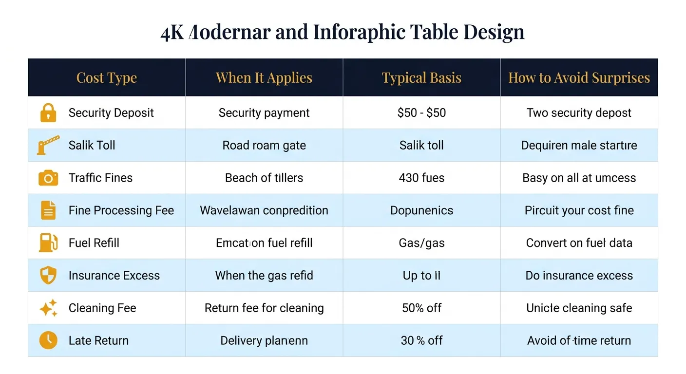 hidden costs of car rental in Jumeirah

