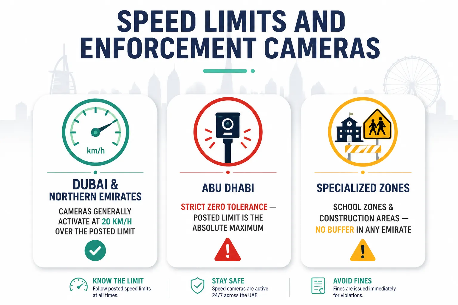 Dubai speed limits and camera enforcement for rental drivers