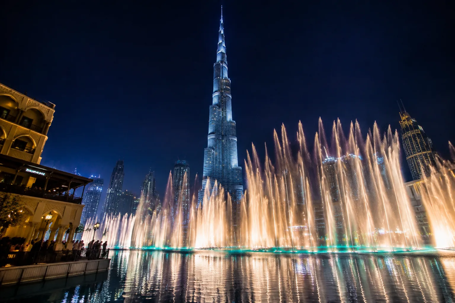 The Dubai Fountain show at Burj Lake, Downtown Dubai