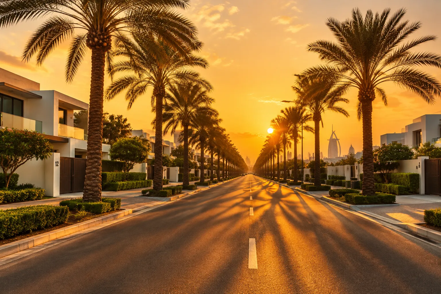 Palm-lined villa streets in Umm Suqeim, part of Jumeirah's Zone 4 street photography locations