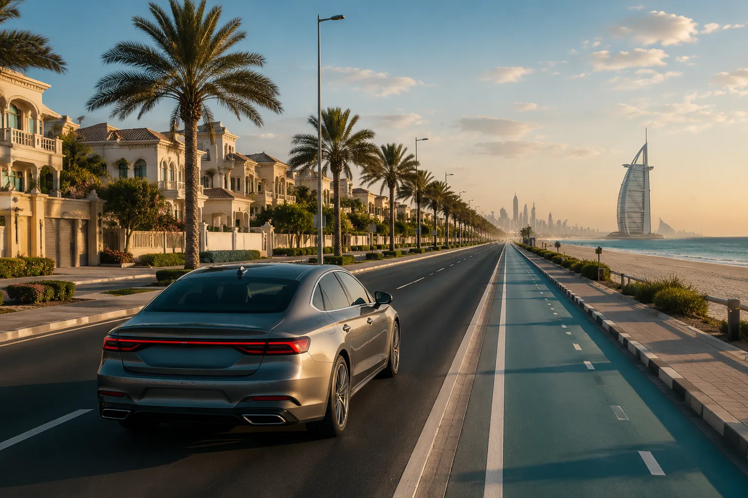 Driving and parking along Jumeirah Beach Road