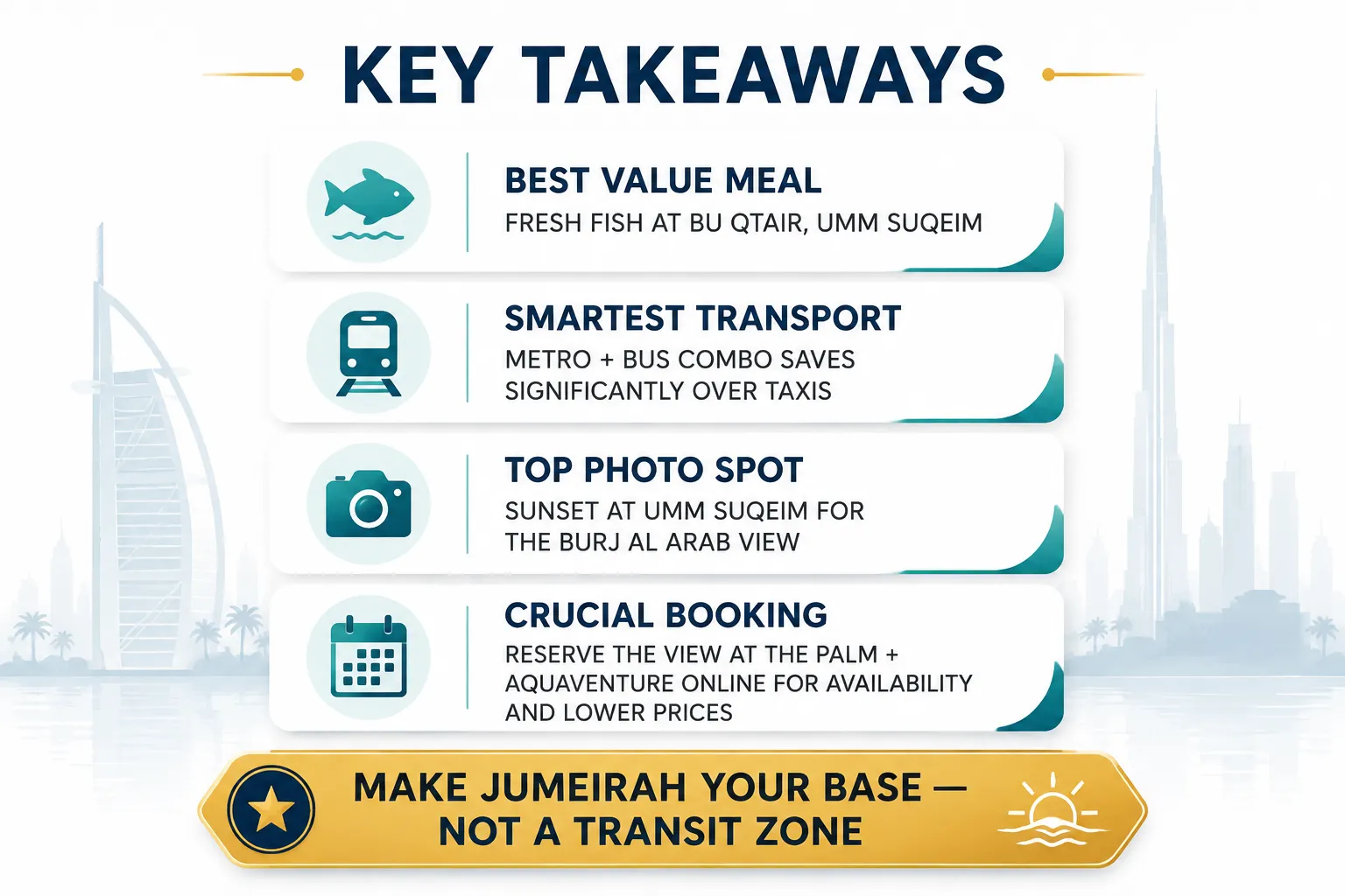 Key takeaways for a 3-day Jumeirah trip