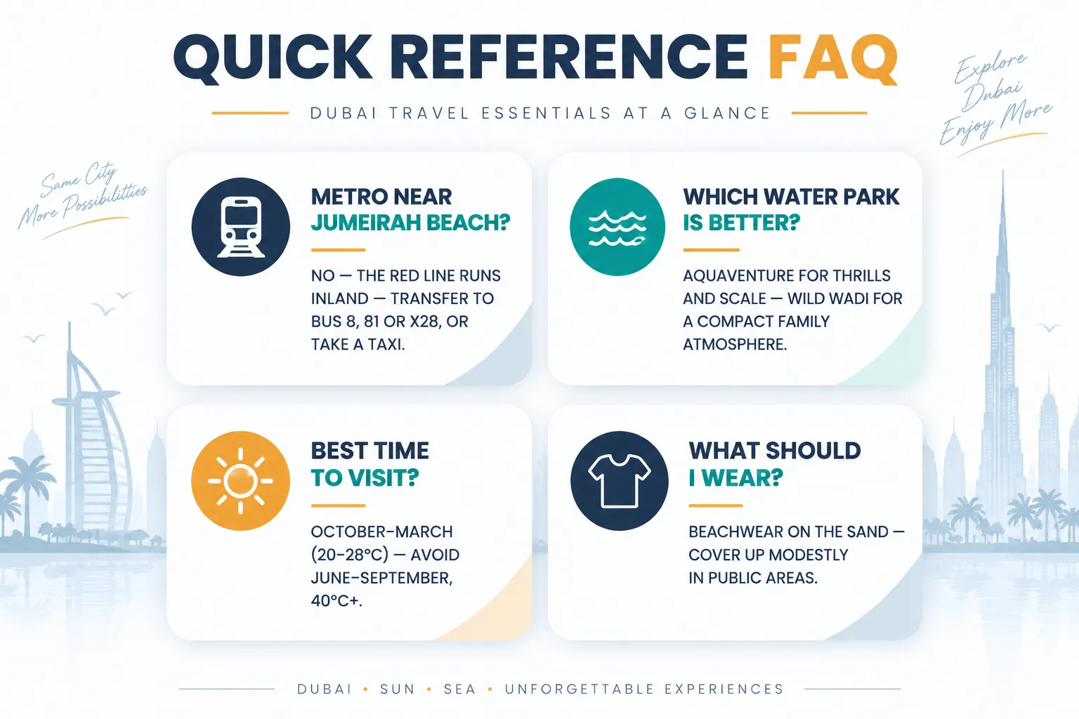 Quick reference FAQ for planning a Jumeirah trip