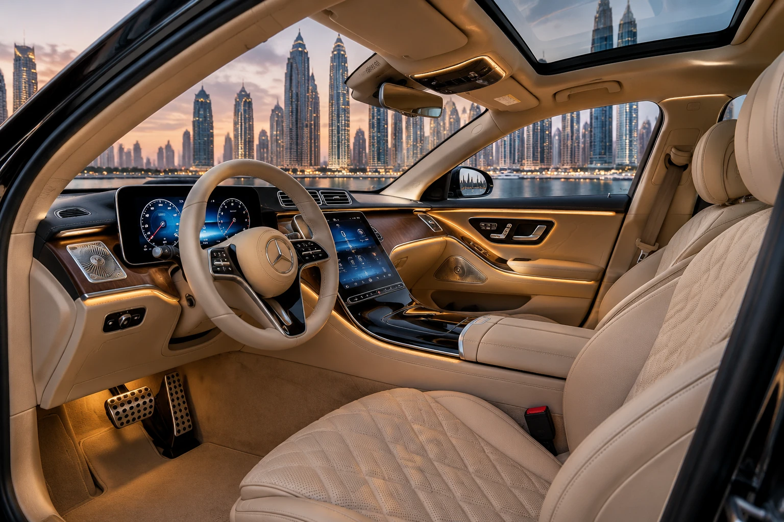 Executive interior cabin photograph of 2023 Mercedes-Benz S 580