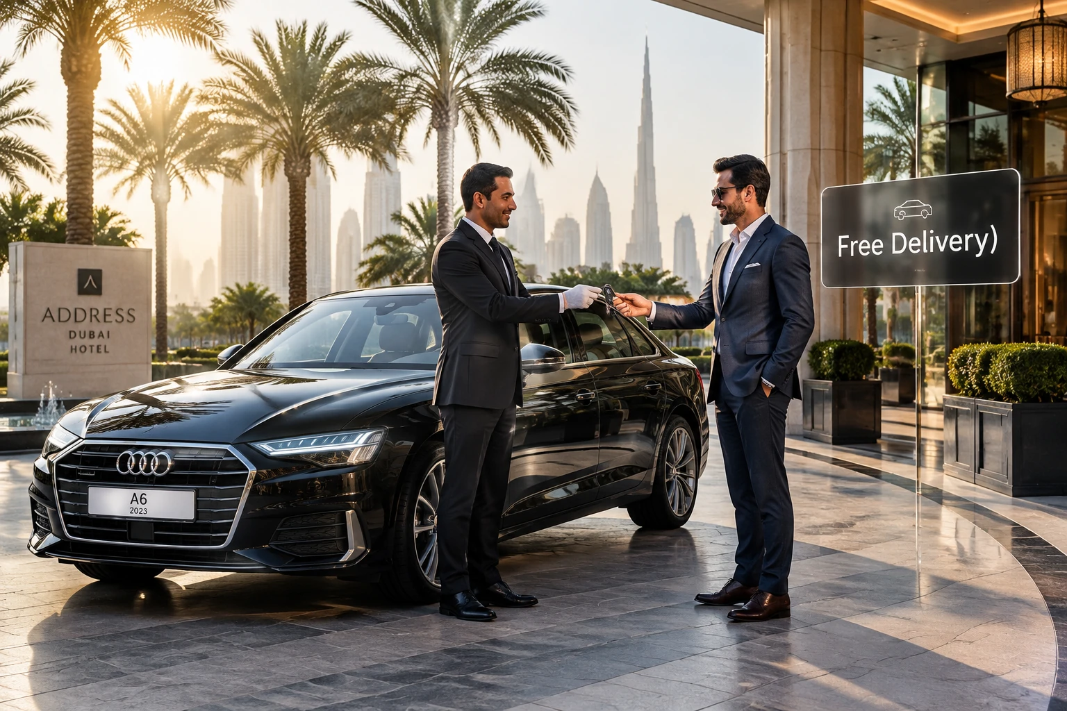 Audi A6 2023 free delivery and collection service across Dubai